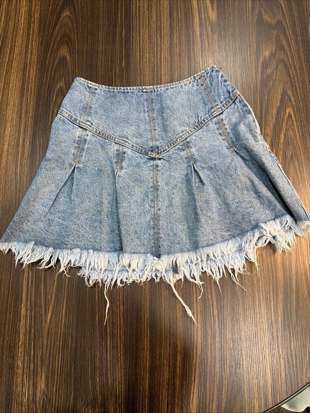 We The Free Distressed Blue Denim Mini Skirt Size 0 With Zipper